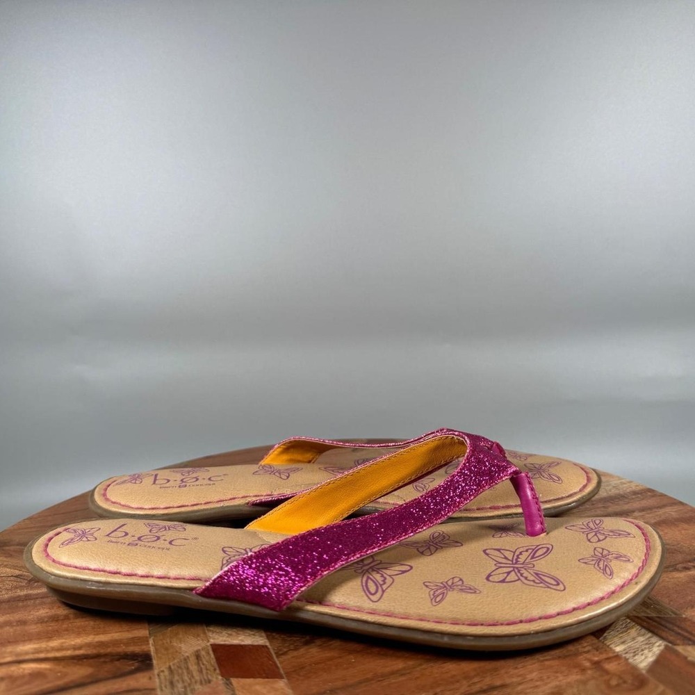 b.o.c. Born Concept Womens Pink Glitter Butterfly Flip Flop‎ Sandals Flat Size 6